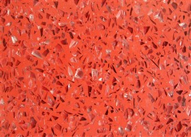 Red colour terrazzo flooring with clear glass aggregates