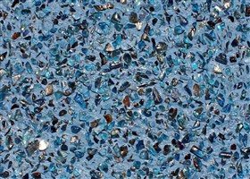 Blue texture washed plaster with blue glass exposed aggregate