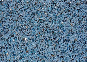 Blue washed plaster with blue glass exposed aggregate