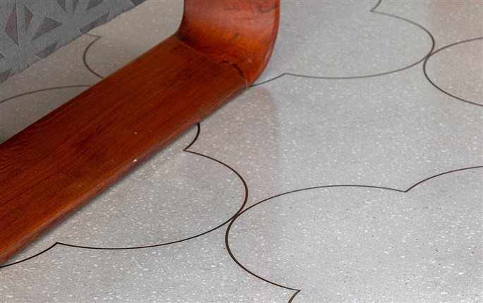 Cast on site Terrazzo Flooring in white colour