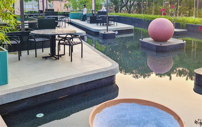 high strength pebblewash work by freeform at the Privilege - Restaurant & Banquet in surat