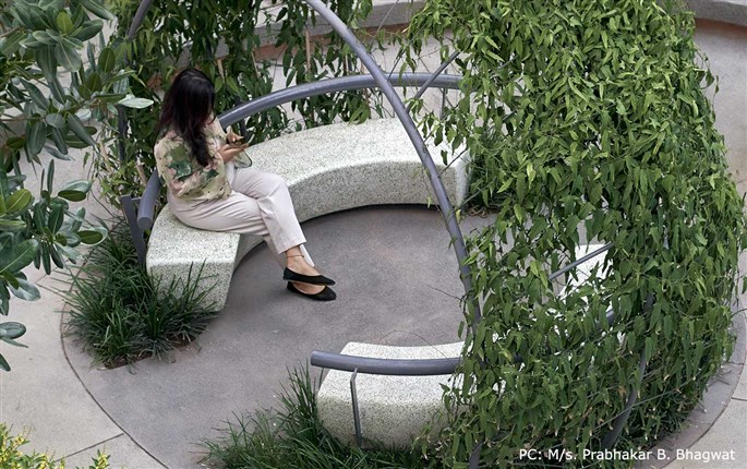 Terrazzo Benches on site at Lodha Suparmas