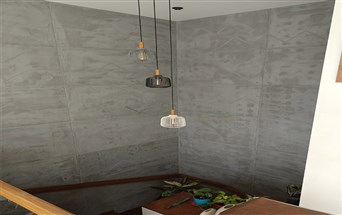 grey patterned microcement wall 