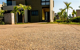 Natural river pebble washed flooring casted on site