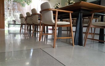 White and grey terrazzo flooring in a house